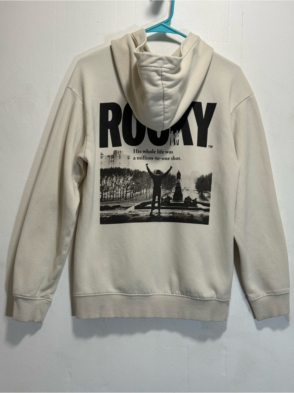 H&M Rocky Balboa Boxing Men's Cream Pullover Hoodie Sz XS - Picture 5 of 9